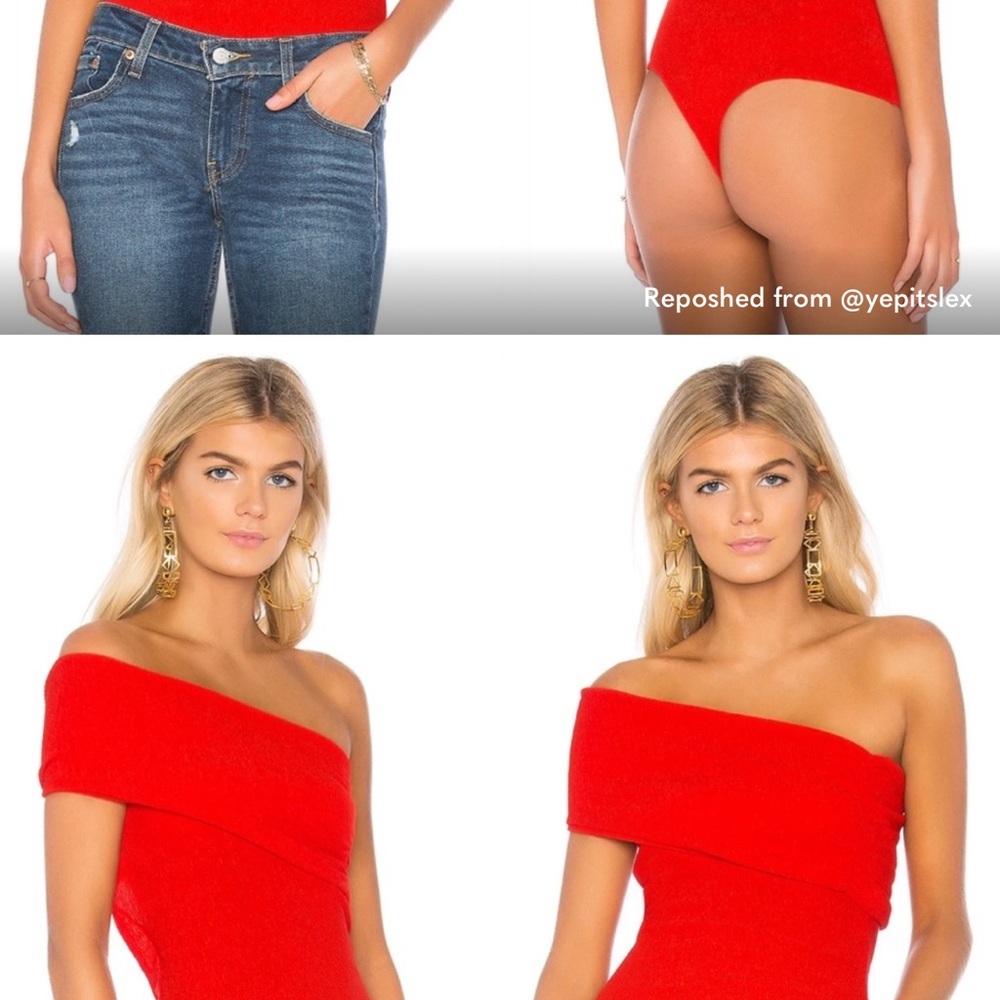 NWT ALIX NYC Red Off-Shoulder Bodysuit
